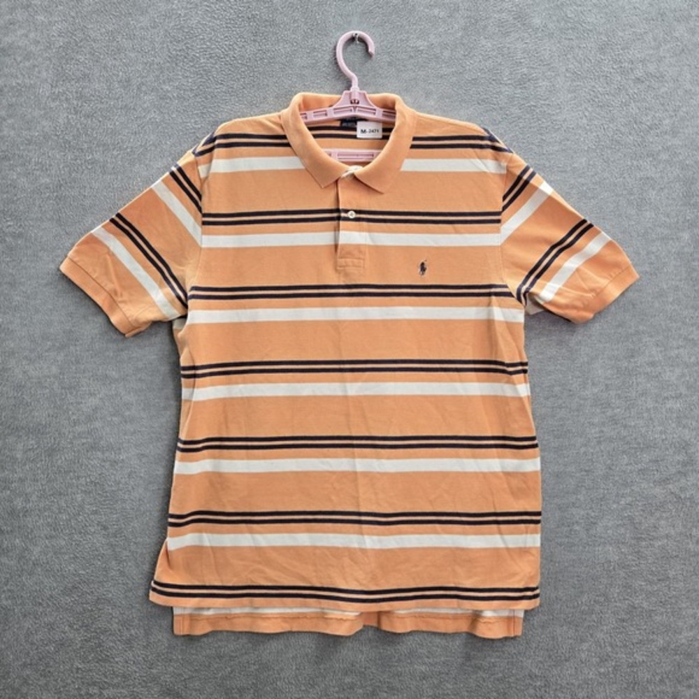 Polo By Ralph Lauren Men XL Orange Striped Embroidered‎ Button Short